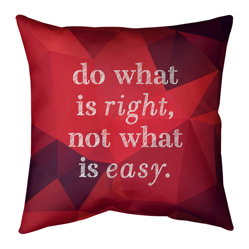 Coussin décoratif «Faux Gemstone Do What Is Right», 14 po x 14 po, Rubis, Housse de coussin seulement - sans coussin