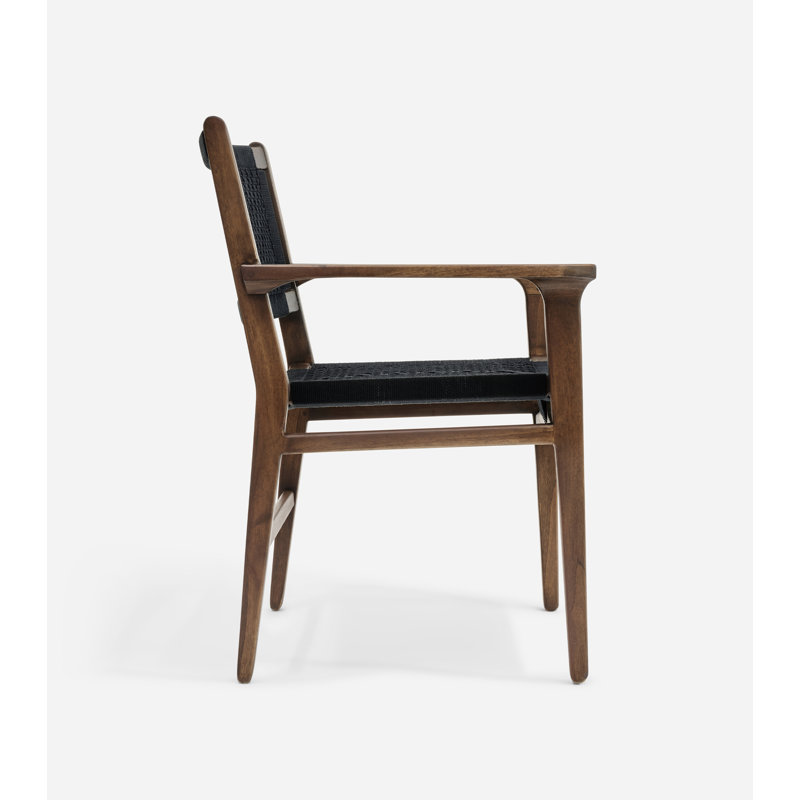 Chontales Dining Chair with Armrest in San Geronimo Manila, Black V Braided Cord, Coffee