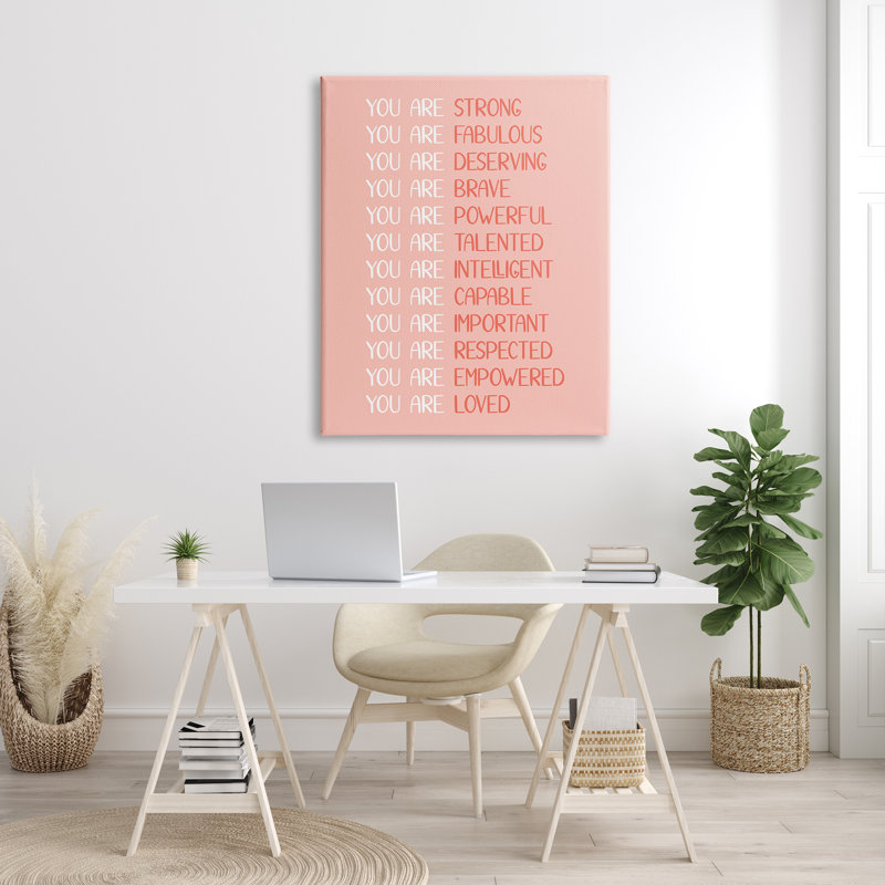 "You Are Positivité", art textuel sur toile, Toile tendue, H 48 po x l 36 po x 1,5 po