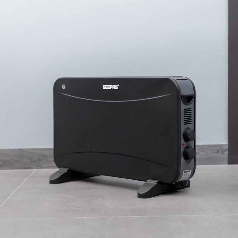 GEEPAS Convector Heater 2000W | Portable Free-Standing Electric Heater for Home with Rotary Dials | Variable Thermostat Quiet Operation Energy-Efficient & Safe Heating | 2 Year Warranty Black