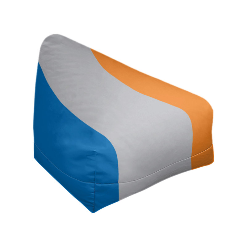 Bean Bag Chair & Lounger, 27" x 27" x 30", Blue/Silver/Orange