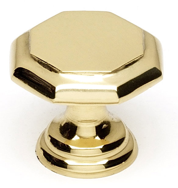 Geometric Geometric Knob, Polished Brass, 1" H x 1" W x 0.63" D