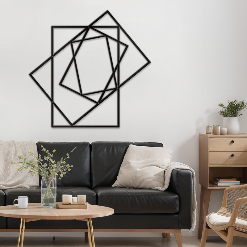 Décoration murale en métal, Noir, H 36 po x l 36 po x P 0,05 po