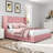 Kewania Bed，Upholstered Platform Bed with Curved Velvet Wingback-1143540850-1143540848