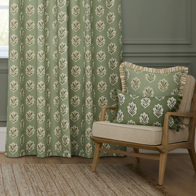Sessile Leaf Room Darkening Curtain Panel Pair, Light Green, 46.06cm Width x 137cm Drop