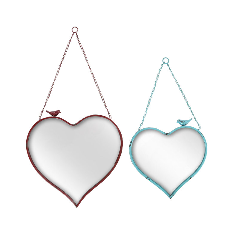 2 Piece Heart-Shaped Mirror Set