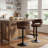 Modern Woven Dark Brown Suede Fabric Tufted Back Swivel Bar Stools With Adjustable Height Black Metal Base And Footrest Stylish Stools For Kitchen Counter Breakfast Bar Or Home Bar, Set Of 2-2020868915-2024881640