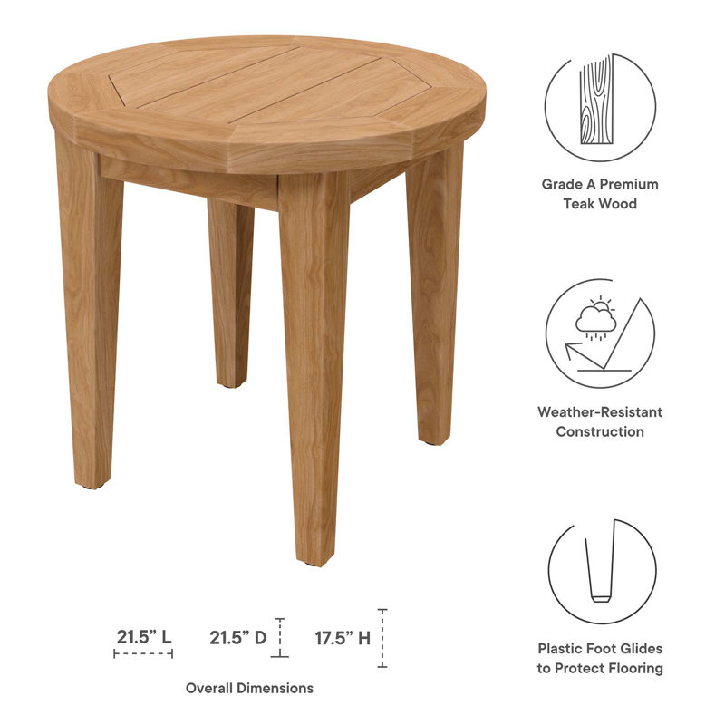 Brisbane Natural Teak Wood Outdoor Patio Side Table