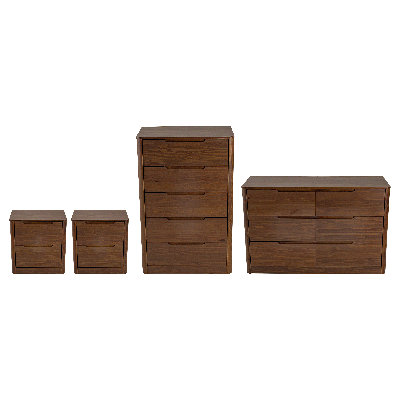 Maverick 4-Piece Solid Wood Bedroom Set 6-Drawer Dresser 5-Drawer Chest and 2-Drawer Nightstand