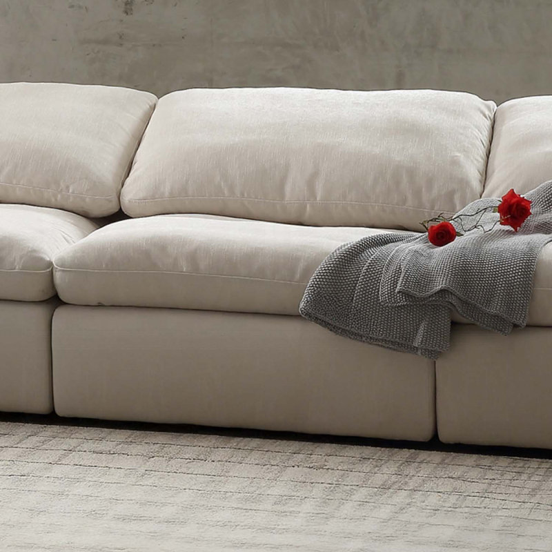 Chaise sans accoudoirs modulaire Naveen, lin ivoire
