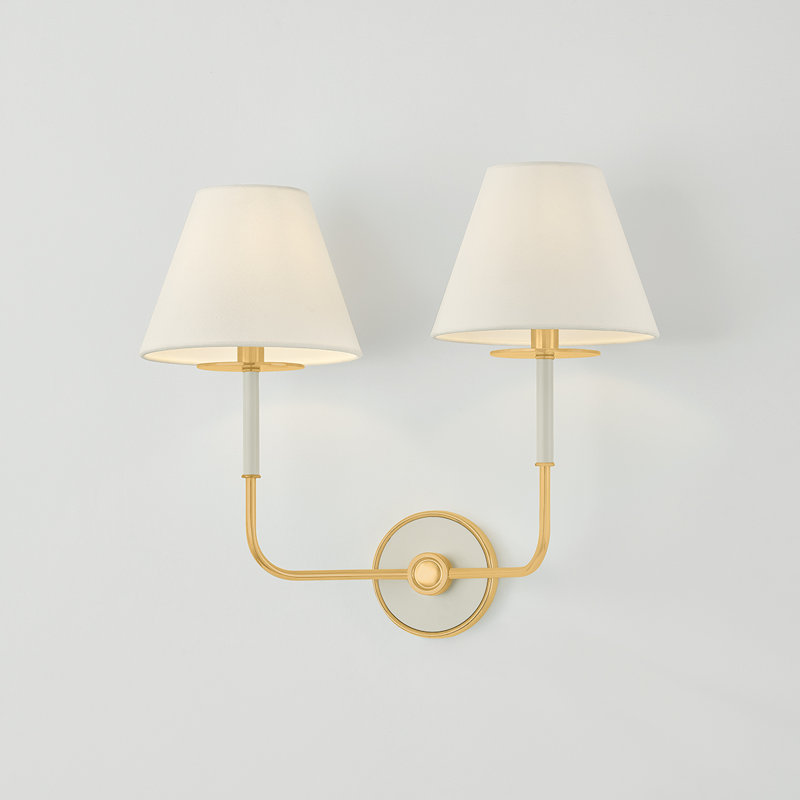 Wedgewood Wall Sconce in Aged Brass and Soft Studio Green by Mark D. Sikes, Gold