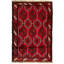 Tapis décoratif en laine rouge noué à la main New Age 3 pi 4 po x 5 pi 1 po de conception unique