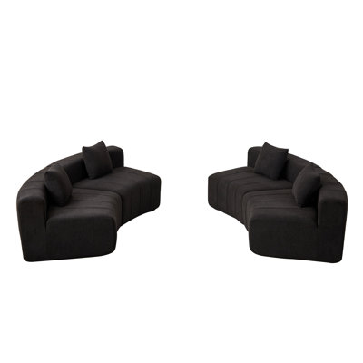 Canapé modulaire courbé en chenille avec 4 coussins, canapé modulaire courbé symétrique semi-circulaire pour chambre à coucher, salon, bureau pour les loisirs ou la sieste, salle de lecture et vestibule