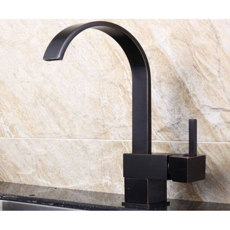 Robinet de cuisine à poignée simple avec accessoires, Noir