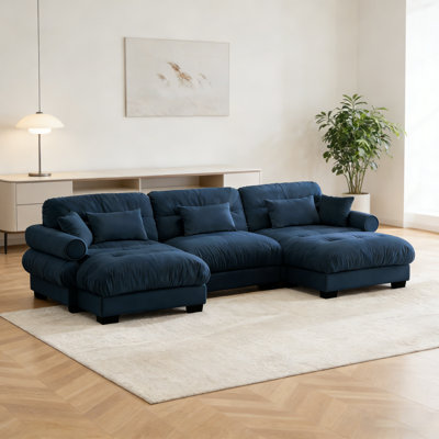 Canapé modulaire en forme de U avec deux repose-pieds amovibles, canapé d'angle moderne à 3 places avec coussins de taille, coussins décoratifs et accoudoirs Blostered, canapé convertible en forme de L pour salon, salon et appartement