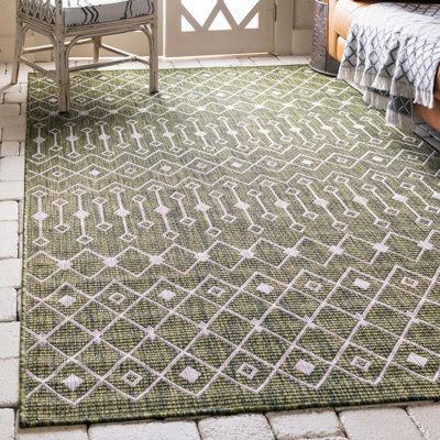 Adley Southwestern Green/Beige Indoor/Outdoor Area Rug