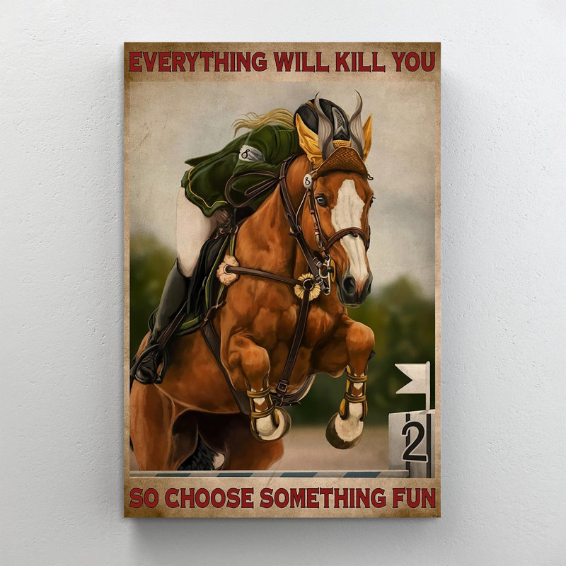 «Horse Racing», «Will Will Kill You So so Quelque chose d'amusant», impression d'art graphique sur toile tendue