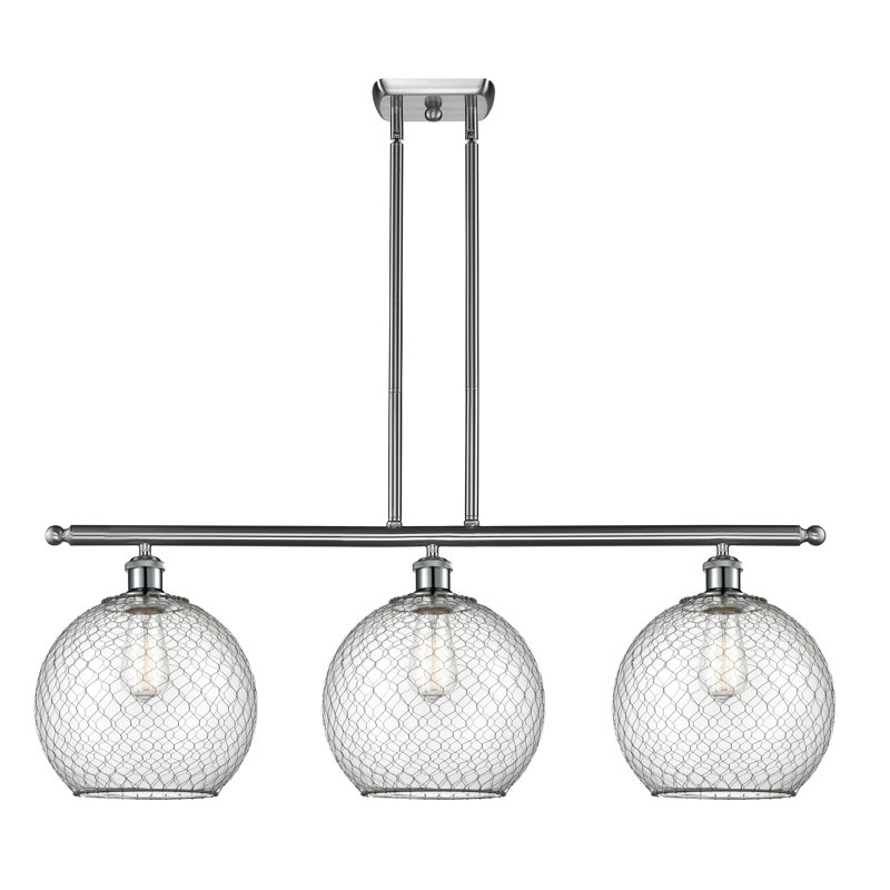 Luminaire suspendu sphère pour îlot de cuisine 3 lumières Duprey, Laiton antique noir, Ampoule non incluse