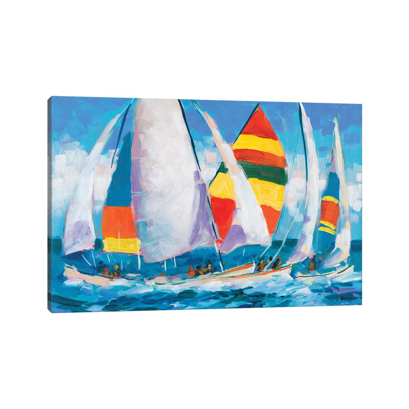 Wide Sails by Jane Slivka - Wrapped Canvas Painting, 20.32cm H x 30.48cm W x 1.905cm D