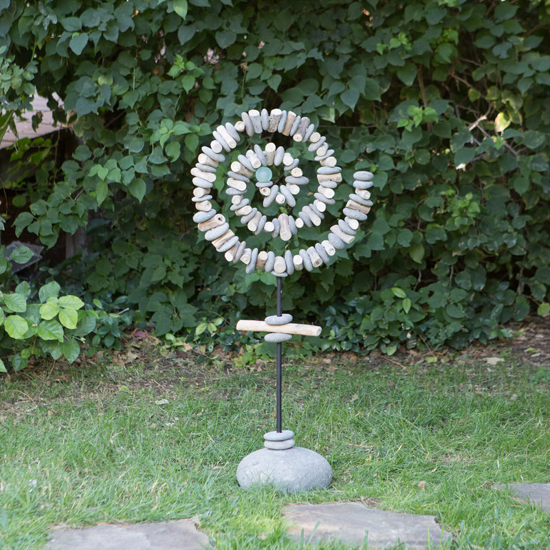 Support de jardin en spirale avec boule de verre - petit H 36 po, H 36 po x l 10 po x P 18 po