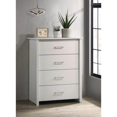 Commode 4 tiroirs avec poignées argentées Celeste