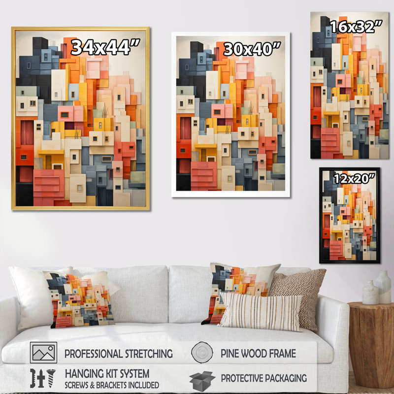«Kyndall Constructivism», reproduction sur toile, Cadre photo noir, H 40 po x l 30 po x P 1,5 po