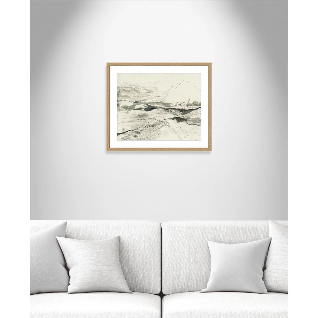 Green Sketches Print by PI Studio, 21.5" H x 25.5" W x 1.25" D, Natural Box Picture Framed, White