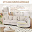 Canapé modulaire en chenille 3 pièces 105 po avec méridienne incurvée et 3 coussins décoratifs 105 po-107280369