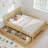Wood Platform Bed with Guardrails on Both Sides and Two Storage Drawers-375650431-393769964