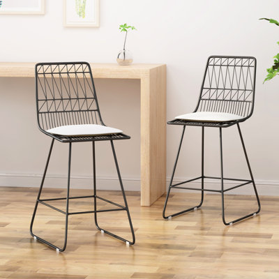 Iron Counter Stools With Cushions, 2 , Grey+ Modern Design Seat Covers,