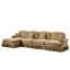 Canapé modulaire à quatre places en chenille café avec forme de pétale, dossiers à fleurs, jupes détachables et options de rangement multiples Dossier à coussin incurvé, pieds fuselés, idéal pour les salons