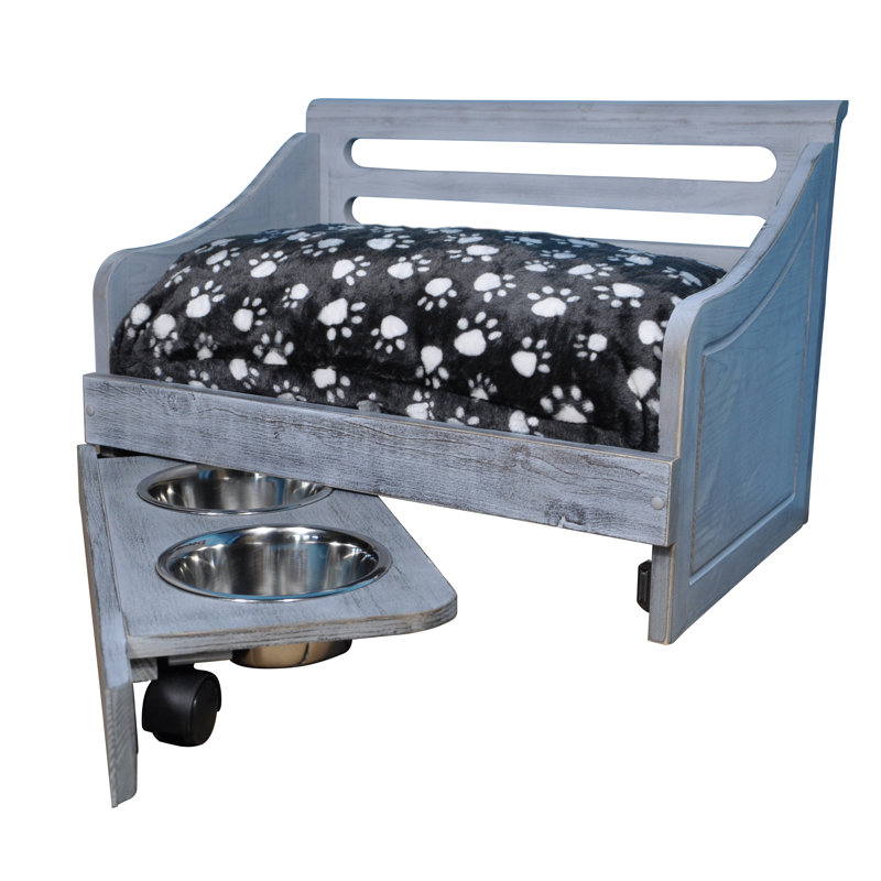 Canapé pour chien en bois Hardesty Paws, Moyen (l 19,49 po x P 28,35 po x H 15,35 po), Gris antique
