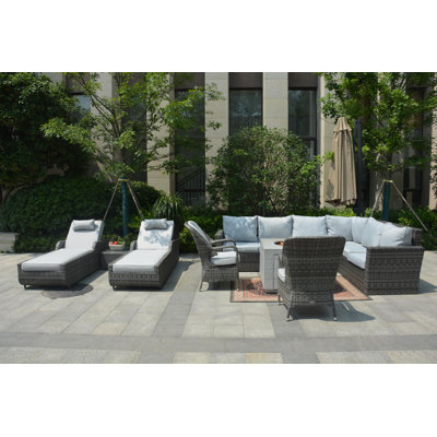 Algird 9 - Person Patio Conversation Set with Cushions