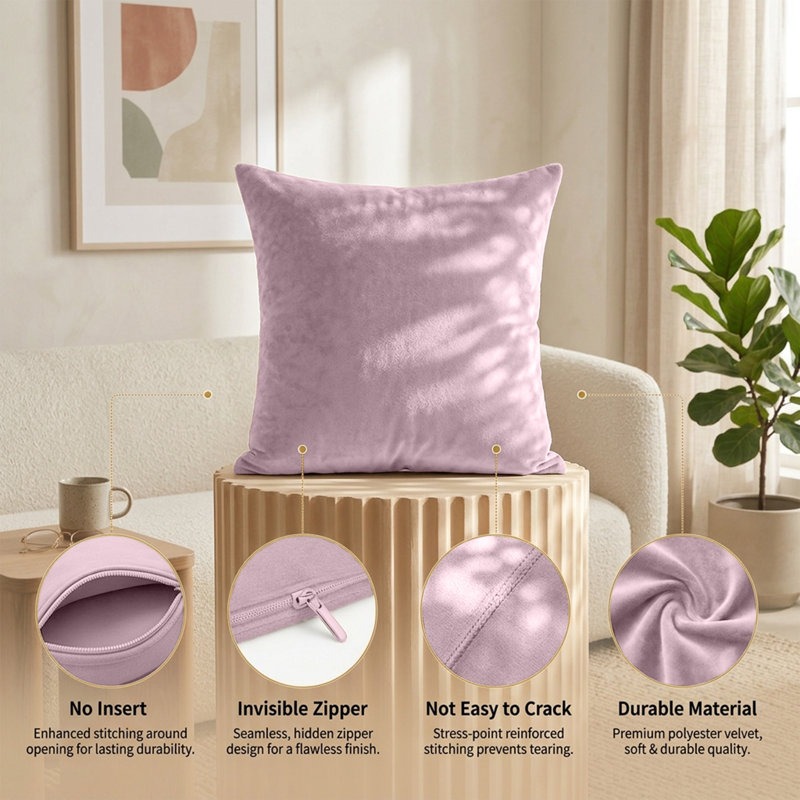 Plain Velvet Cushion Cover-(Pack of 4), Pink