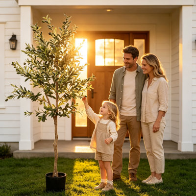 6FT Artificial Olive Tree in Black Planter – Full & Realistic Faux Potted Plant for Living Room, Office, or Entryway – No‑Maintenance Silk Tree with Detachable Branches for Easy Setup