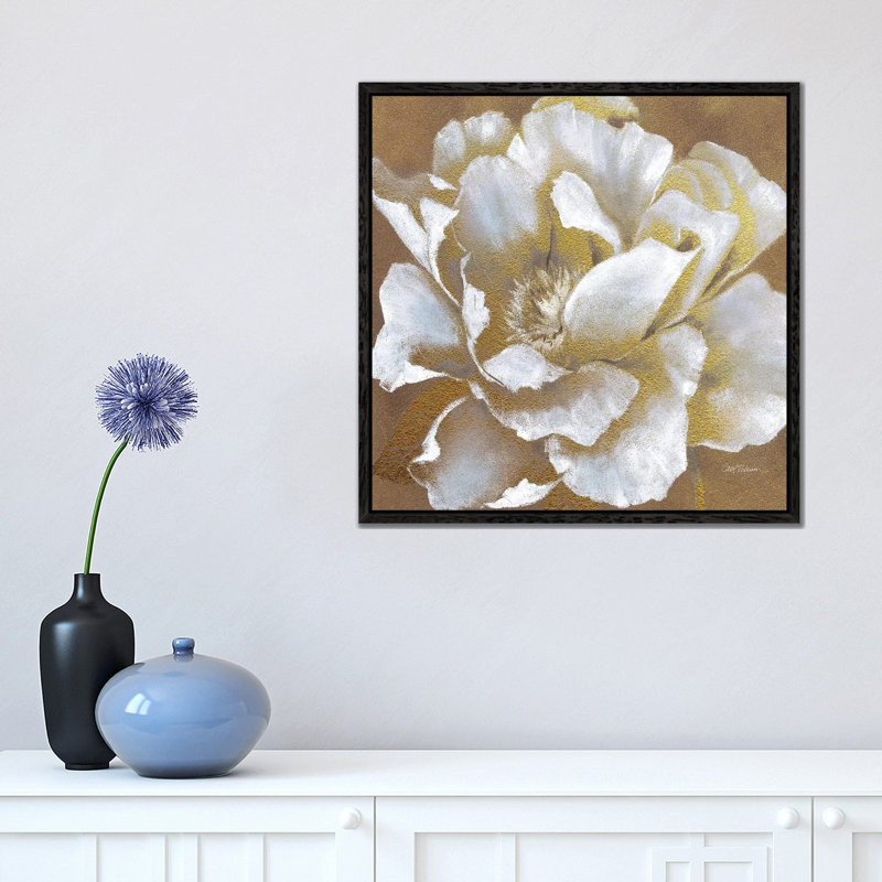 Golden Bloom II by Carol Robinson - Print on Canvas, 45.72 cm H x 45.72 cm W, Black Framed Canvas