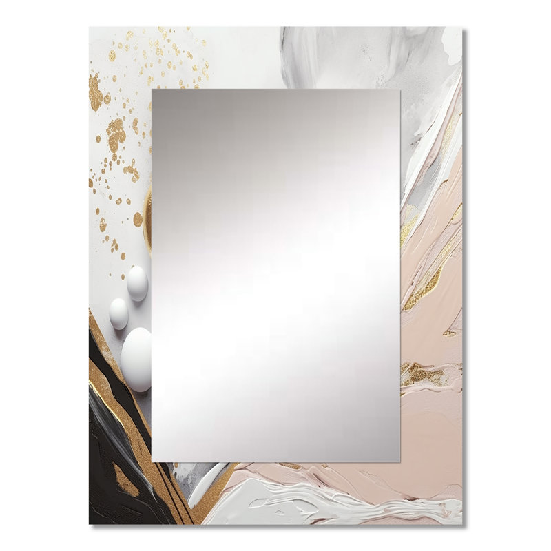 Blanc et or mystérieux marbre - miroir mural unique en marbre, miroir blanc, impression d'art en métal, 32 po x 24 po