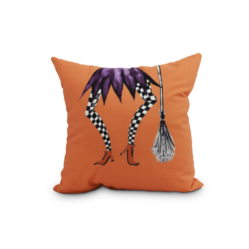 Witches Brew Reversible Throw Pillow, 18" x 18", Orange