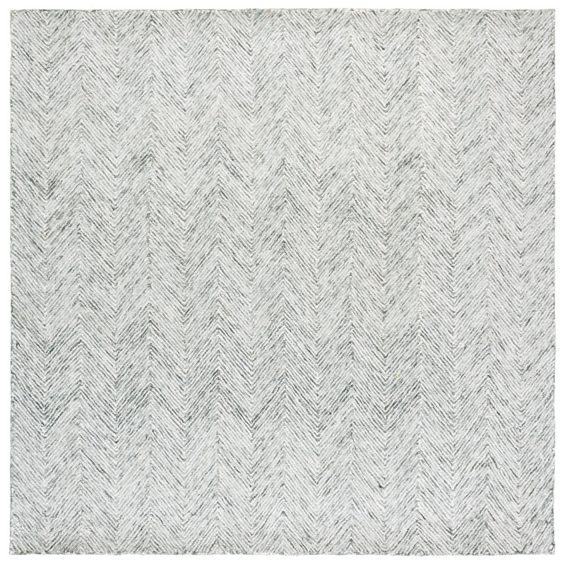 Metro Hand Woven Wool;Cotton Chevron / Zig Zag Rug, Square 6'