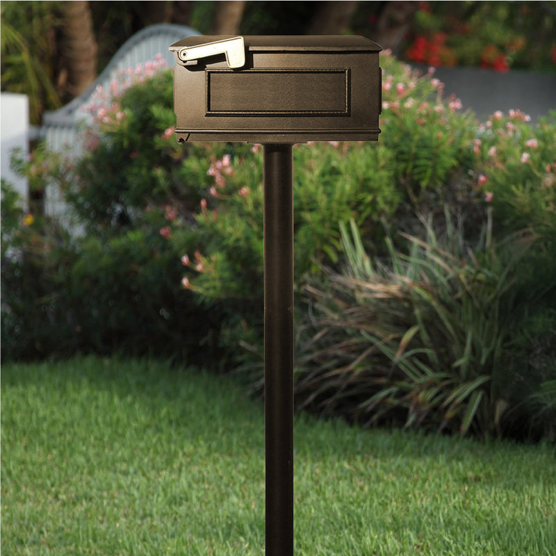 Aluminum Post Mounted Mailbox, Bronze, 70" H x 20" W x 8" D