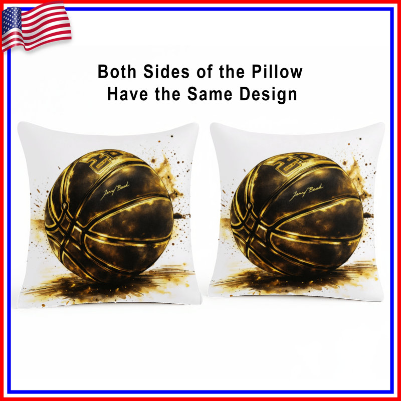 Coussins décoratifs Basketball, 20 x 20 pouces, Brun doré