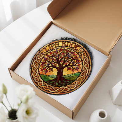 Panneau de vitrail en verre coloré H 7,8 po