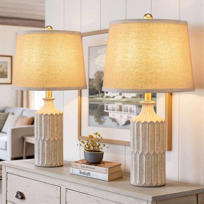 ChenJoss 23" Ceramic Table Lamp Set, suitable for bedrooms, living rooms, desks, and offices