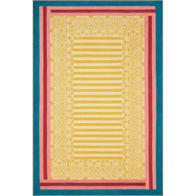 Tapis tissé multicolore moderne, Rond 5 pi
