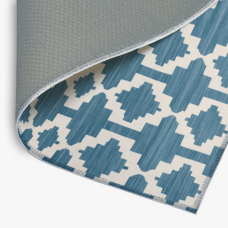 Trellis Blue Indoor and Outdoor Area Rug, Rectangle 2' x 3'