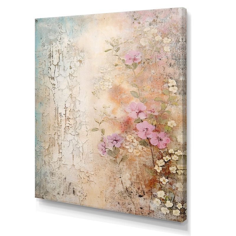 Bouquet rustique fleurs sauvages florales I, Toile tendue, H 32 po x l 16 po x P 1 po