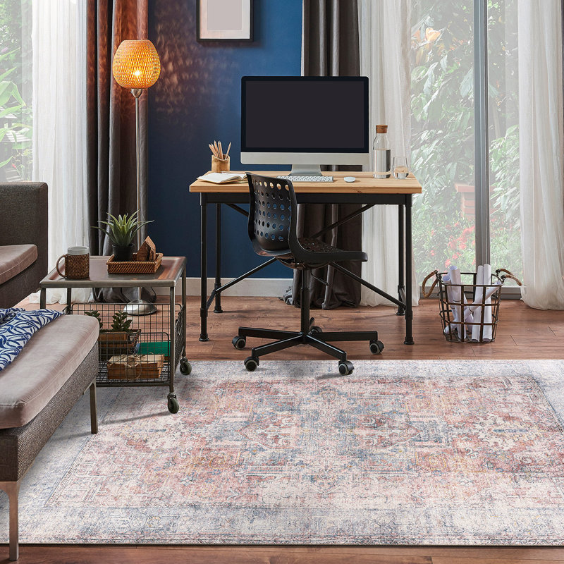 Tapis rétro vintage transitionnel Boho, Rectangle 5 pi x 7 pi