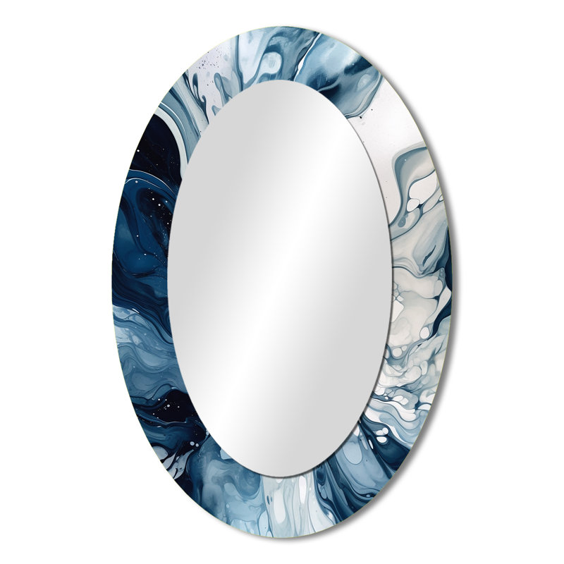 Miroir mural moderne bleu et gris Elixir I - bleu, 36 po x 24 po