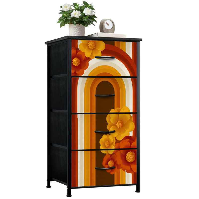 Commode pour chambre à coucher avec 4 tiroirs de rangement Commode de style rétro Mid-Century des années 70