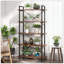 5-Tier Industrial Metal Bookshelf Unit Rustic Brown